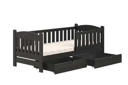 Pat pentru copii din lemn Alvins - 90x190 / negru 