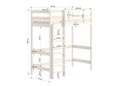 Dětská vyvýšená postel Samio - 70x140 / bílá Postel dzieciece vyvýšená postel Samio z drabinka - 70x140 / bílá