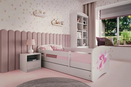 Pat copii Bonzo 70x140 cu sertar - alb / design zână Lozko dzieciece Bonzo 70x140 cm z szuflada - bialy / wrozka