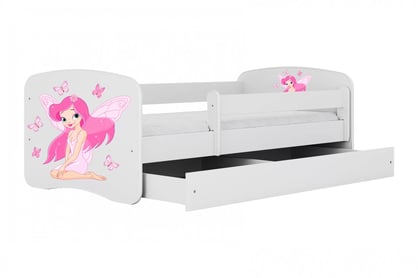 Pat copii Bonzo 70x140 cu sertar - alb / design zână Lozko dzieciece Bonzo 70x140 cm z szuflada - bialy / wrozka