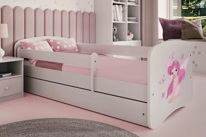 Pat copii Bonzo 70x140 cu sertar - alb / design zână Lozko dzieciece Bonzo 70x140 cm z szuflada - bialy / wrozka