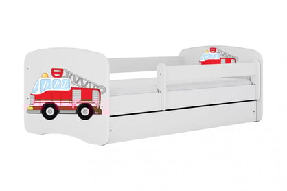 Pat copii Bonzo 80x180 cu sertar - alb / design pompieri