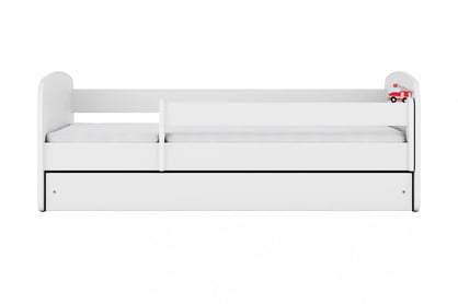 Pat copii Bonzo 80x180 cu sertar - alb / design pompieri Lozko dzieciece Bonzo 80x180 cm z szuflada - bialy / straz pozarna