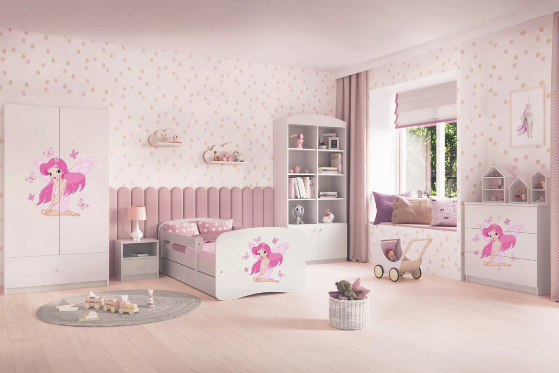 Pat copii Bonzo 80x180 cu sertar - alb / design zână Lozko dzieciece Bonzo 80x180 cm z szuflada - bialy / wrozka