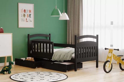 Amely fából készült gyermekágy - fekete / 80x160 Ágy dzieciece fából Amely - Szín fekete - aranzacja