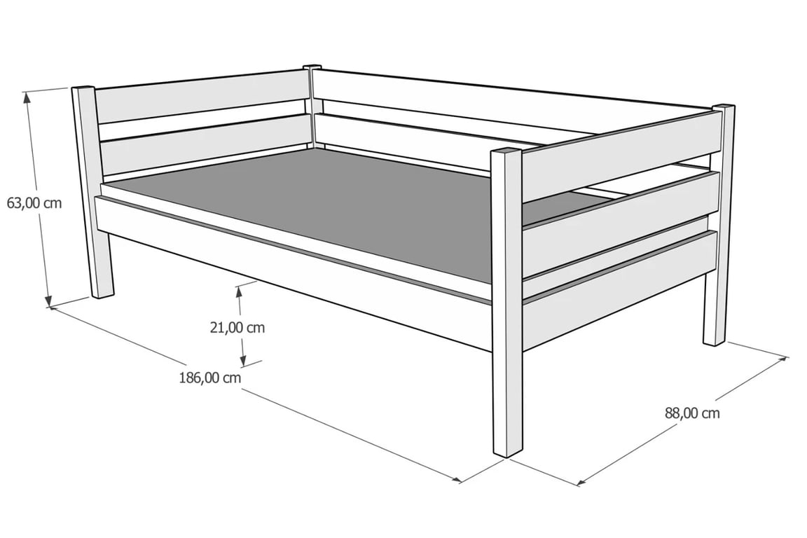 Dětská dřevěná postel výsuvná Ola II Dětská výsuvná postel Ola II - Rozměry