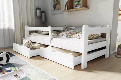 Detská posteľ Alis so zásuvkami - 90x190 cm - biela Posteľ dzieciece prízemná Alis - 90x190 / Biely