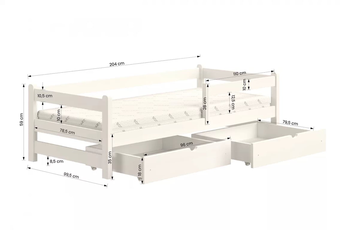 Dětská postel Alis - 90x200 - grafitová postel dzieciece přízemní Alis - míru 90x200