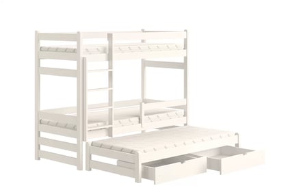 Alis emeletes ágy gyerekeknek, kihúzható - fehér / 80x160