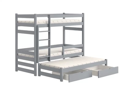 Alis emeletes ágy gyerekeknek, kihúzható - szürke /  90x180