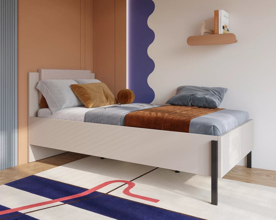 Jukon ágy 100x200 cm - kasmír / fekete lábak Lozko Jukon 100 x 200 - kasmír / fekete Lábak