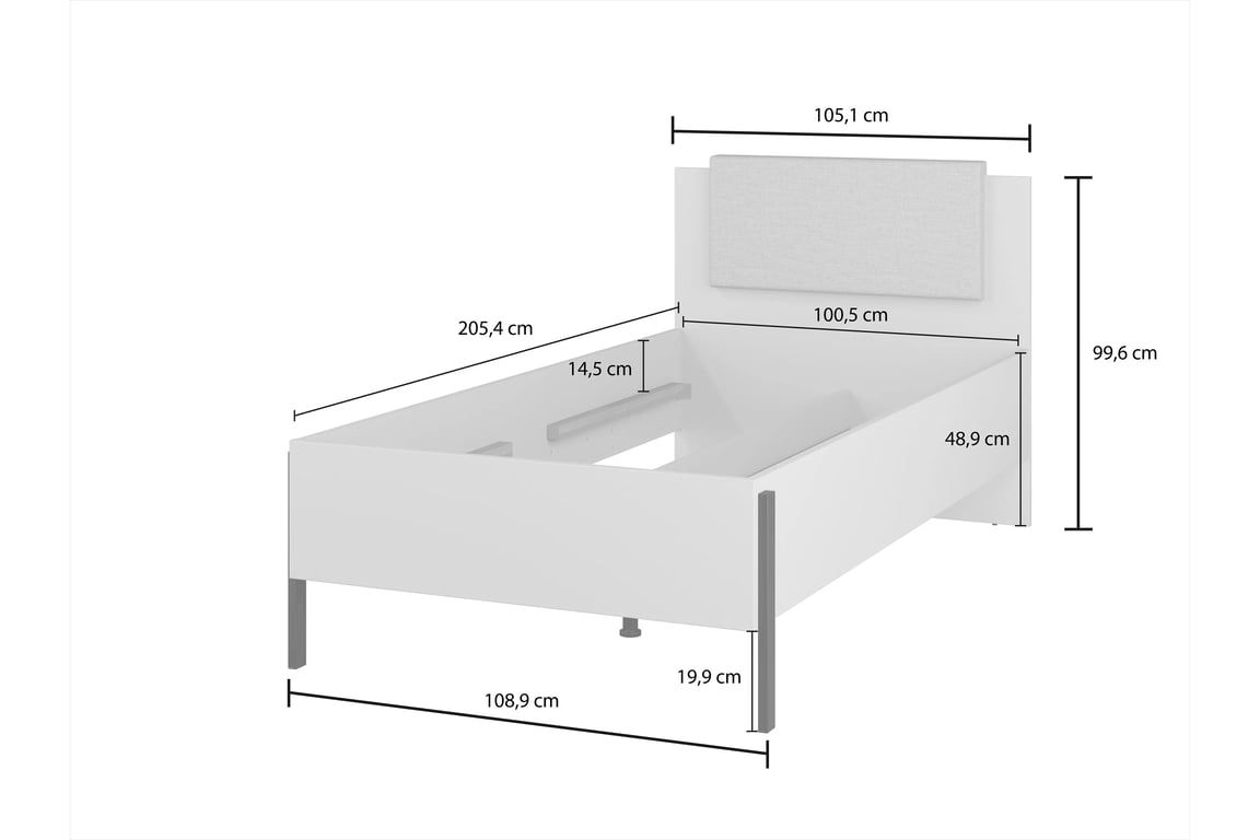 Jukon ágy 100x200 cm - kasmír / fekete lábak Lozko Jukon 100 x 200 - kasmír / fekete Lábak