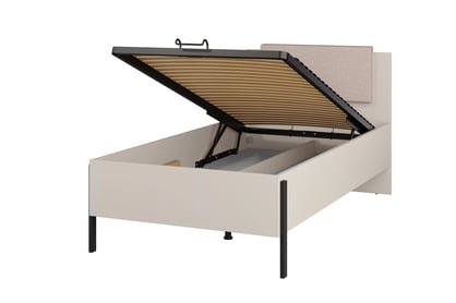 Jukon ágy 100x200 cm ágyneműtartós - kasmír / fekete lábak Lozko Jukon 100 x 200 tárolokkal - kasmír / fekete Lábak