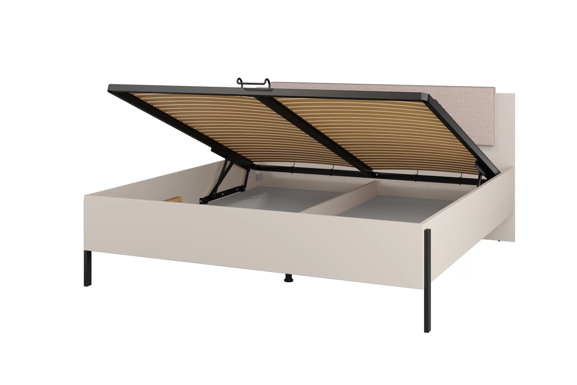 Jukon ágy 180x200 cm ágyneműtartós - kasmír / fekete lábak Lozko Jukon 180 x 200 tárolokkal - kasmír / fekete Lábak