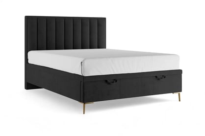 Postel boxspring Misel 140x200 s úložným prostorem- černá samet Magic Velvet 2219 / Nohy zlaté 