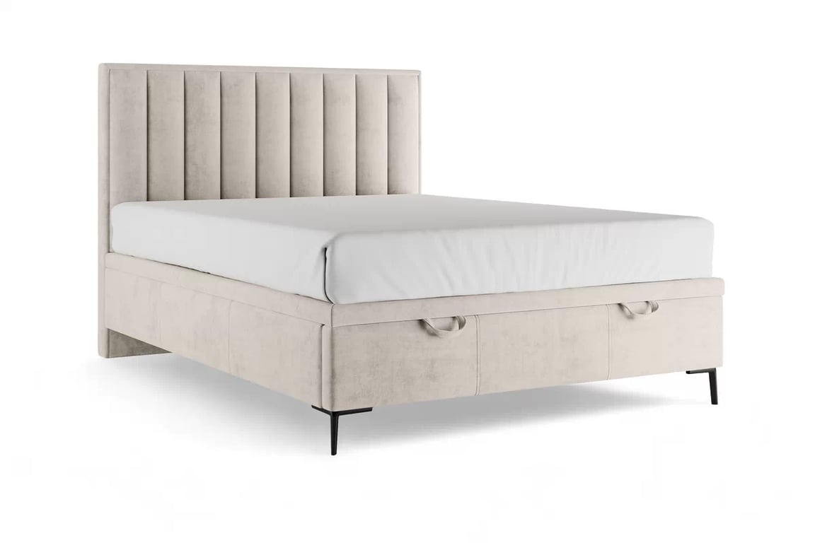 Boxspring posteľ Misel 140x200 S vnútorným úložným priestorom- jasno béžový zamat Magic Velvet 2201 / nožičky čierny  Boxspring posteľ Misel 140x200 S vnútorným úložným priestorom- jasno béžový zamat Magic Velvet 2201 / nožičky čierny 