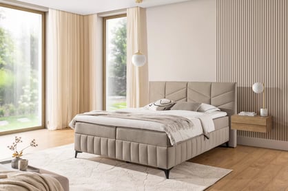 Postel boxspring Penia 160x200 s úložným prostorem - béžová látka Element 6