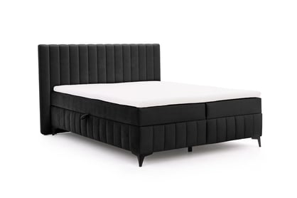 Pat continental Verona 180x200 cu ladă pentru lenjerie - catifea hidrofobă negru Amon 13