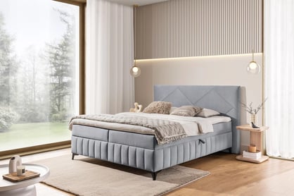 Boxspring postel Wasil 160x200 cm s úložným prostorem - popelavá látka Element 24