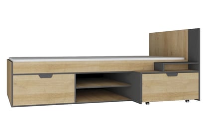 Posteľ študentský 90x200 Nano 13 L/P - grafit / Dub riviera