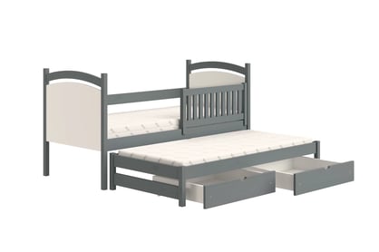 Pat copii extensibil cu tablă de scris Amely - culoare grafit 80x190