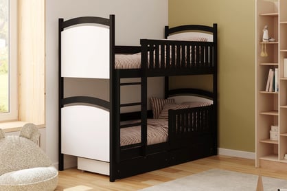 Poschodová posteľ Amely s tabuľou stierateľnou za sucha - 80x200 cm - čierna Posteľ poschodová Amely z tablica suchoscieralna - Čierny, 80x200