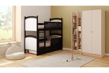 Poschodová posteľ Amely s tabuľou stierateľnou za sucha - 80x200 cm - čierna Posteľ poschodová Amely z tablica suchoscieralna - Čierny, 80x200