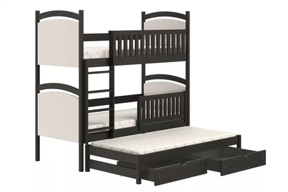 Pat supraetajat extensibil cu tablă de scris Amely - culoare negru, 90x180
