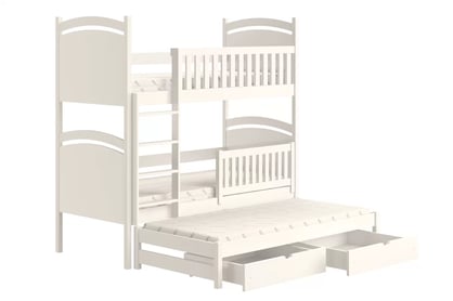 Pat supraetajat extensibil cu tablă de scris Amely - culoare alb, 90x200