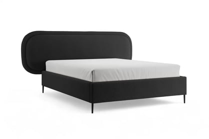 Čalouněná postel Delmi 160x200 s roštem - černá boucle Lambi 13 / černé nohy