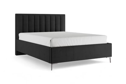 Čalúnená posteľ Misel 140x200 s roštom a úložným priestorom - čierny zamat Magic Velvet 2219 / strieborné nožičky