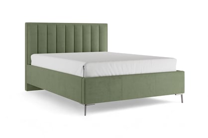 Čalúnená posteľ Misel 140x200 s roštom a úložným priestorom - zelený zamat Magic Velvet 2243 / strieborné nožičky