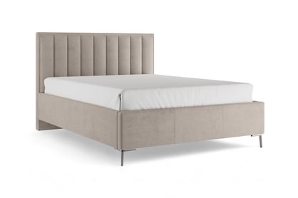Čalúnená posteľ Misel 160x200 s roštom a úložným priestorom - béžový zamat Magic Velvet 2210 / strieborné nožičky