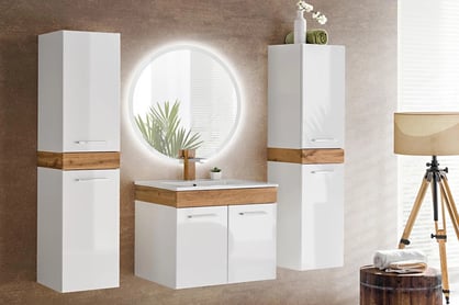 Zrkadlo LED VENUS 60 Nábytok w bielym polysku ze vložka debowa 