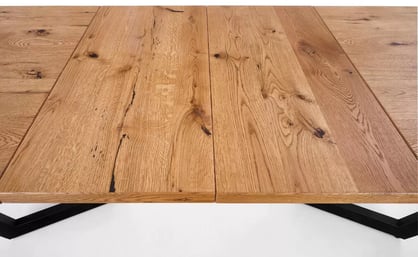 Masa din lemn Salvio 160-250x90 cm - stejar deschis / negru massive stůl pliere - Světlý dub/negru