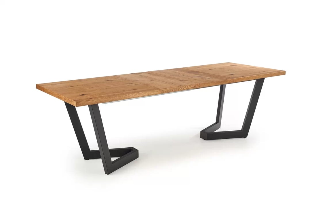 Masa din lemn Salvio 160-250x90 cm - stejar deschis / negru massive stůl pliere - Světlý dub/negru