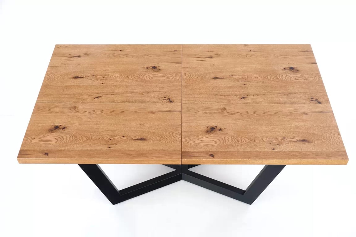Masa din lemn Salvio 160-250x90 cm - stejar deschis / negru massive stůl pliere - Světlý dub/negru