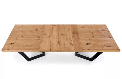 Masa din lemn Salvio 160-250x90 cm - stejar deschis / negru massive stůl pliere - Světlý dub/negru