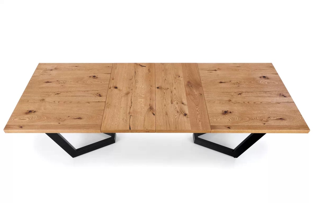 Masa din lemn Salvio 160-250x90 cm - stejar deschis / negru massive stůl pliere - Světlý dub/negru