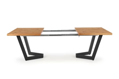 Masa din lemn Salvio 160-250x90 cm - stejar deschis / negru massive stůl pliere - Světlý dub/negru
