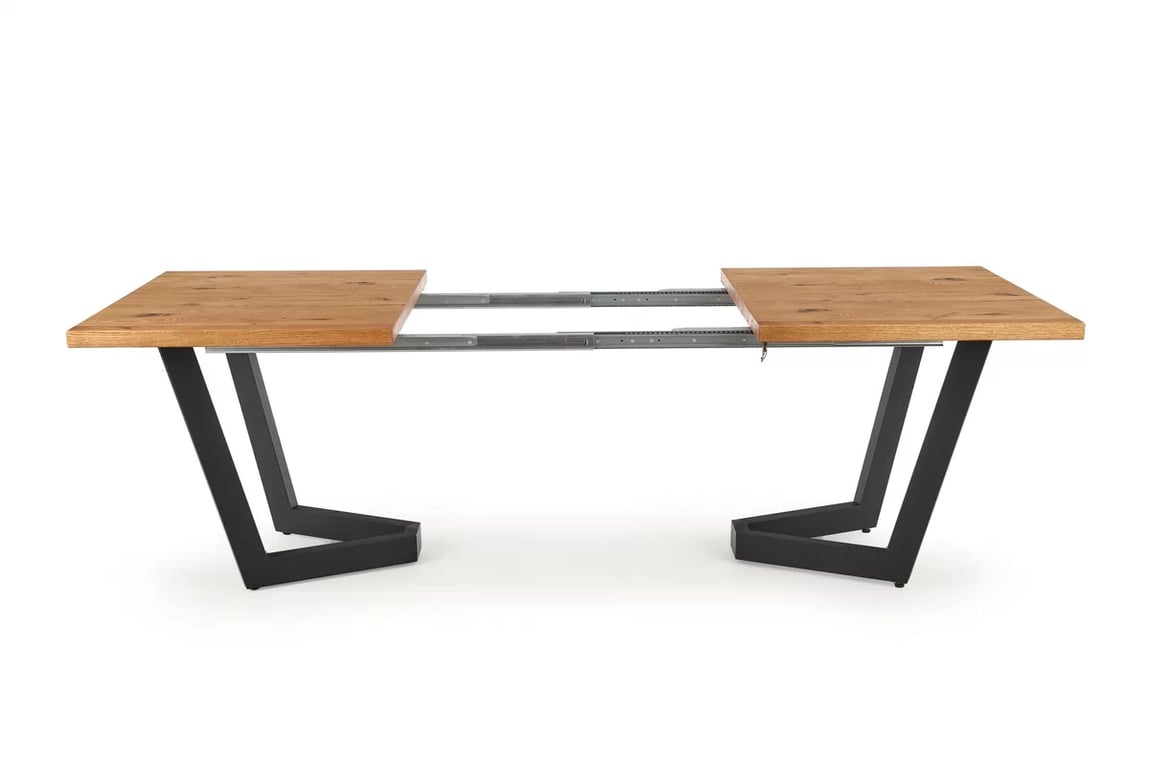 Masa din lemn Salvio 160-250x90 cm - stejar deschis / negru massive stůl pliere - Světlý dub/negru