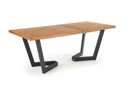 Masa din lemn Salvio 160-250x90 cm - stejar deschis / negru massive stůl pliere - Světlý dub/negru