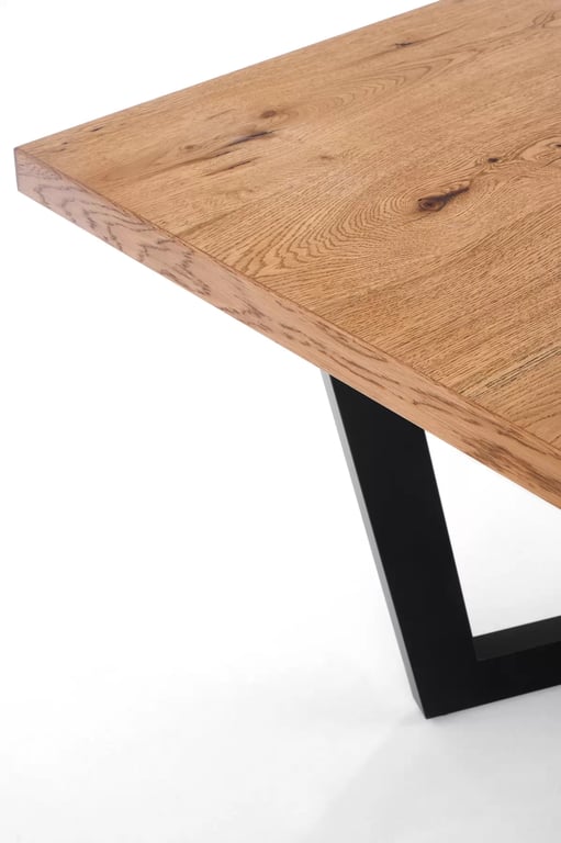 Masa din lemn Salvio 160-250x90 cm - stejar deschis / negru massive stůl pliere - Světlý dub/negru