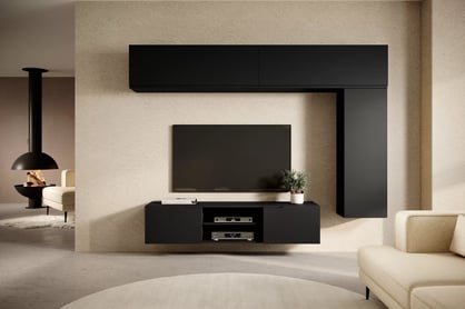 Set mobilier pentru living suspendat Loftia I - negru mat