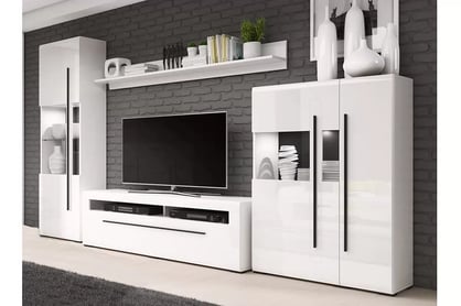 Obývacia stenado obývačky Tulsa I Biely/biely lesk (MDF) 2497FJ
