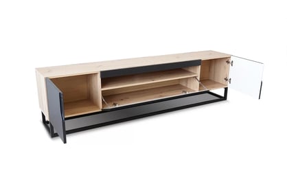 Set mobilier pentru living Loftia II - stejar artisan / negru mat / cadru negru Mebloscianka Loftia II - stejar artizanal / negru mat / negru stelaz
