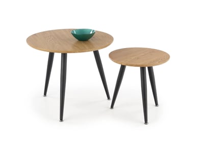 Set de măsuțe de cafea MENTONA 2, 2 buc Stejar Soclu/ negru