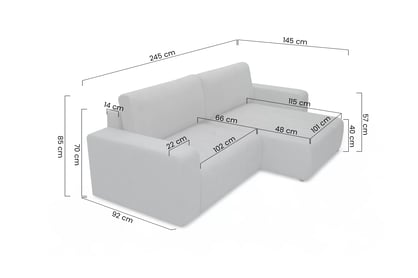 Colțar extensibil Avia L universal - gri stofă boucle Gerra 70 Naroznik Avia Maxi z funkcja de dormit uniwersalny prawo/stânga - gri boucle Gerra 70