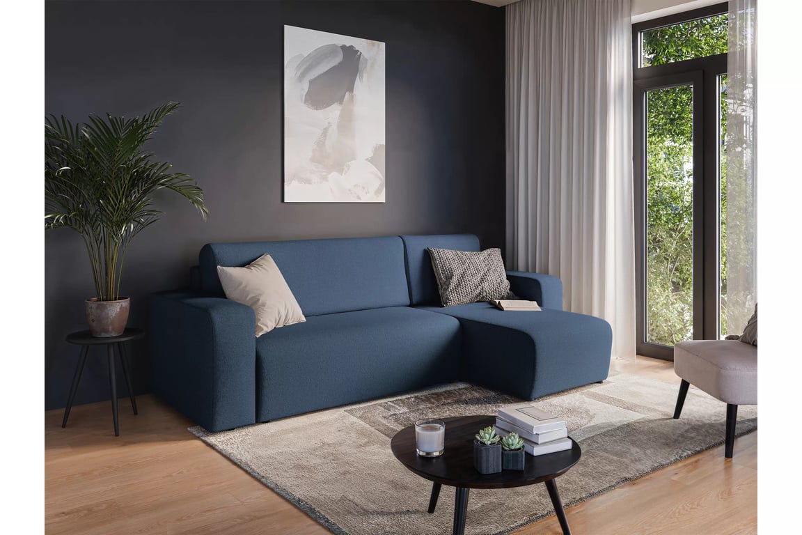 Colțar extensibil Avia Mini universal - bleumarin țesătură boucle Gerra 125 Naroznik Avia Mini z funkcja de dormit uniwersalny prawo/stânga - granatowa boucle Gerra 125