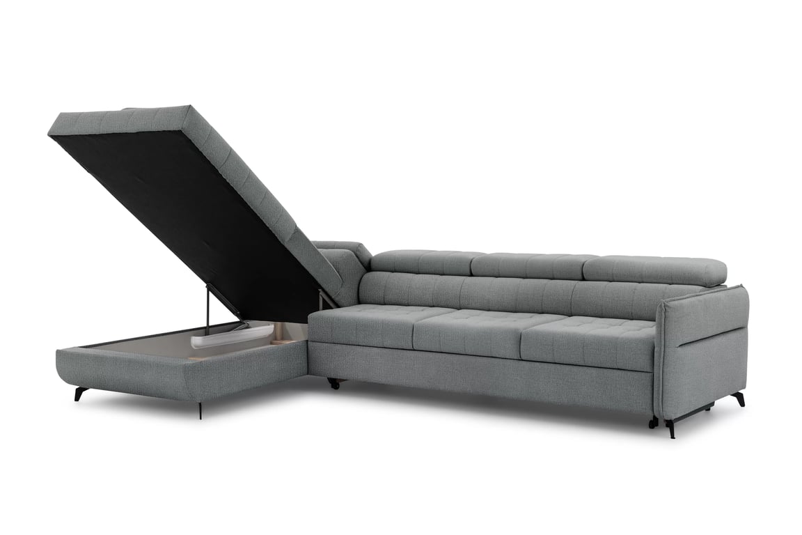 Colțar cu funcție de dormit Elarias Maxi stânga - gri șenil Perfect Harmony 85 Naroznik Elarias Maxi z funkcja de dormit stânga - gri șenil Perfect Harmony 85